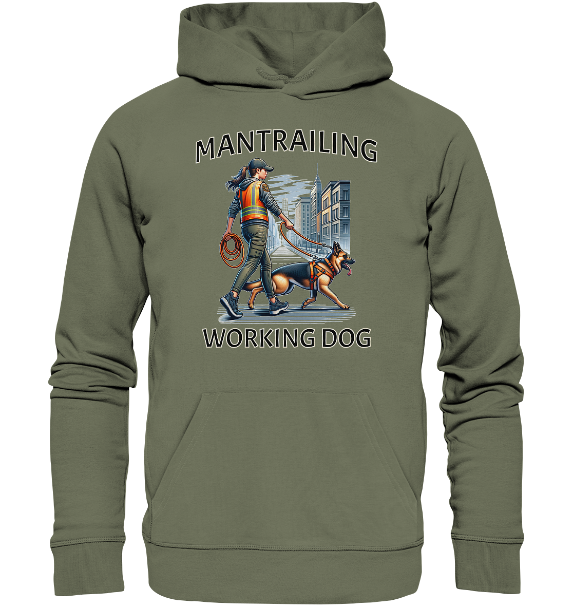 Mantrailing, Frau mit Schäferhund - Premium Unisex Hoodie