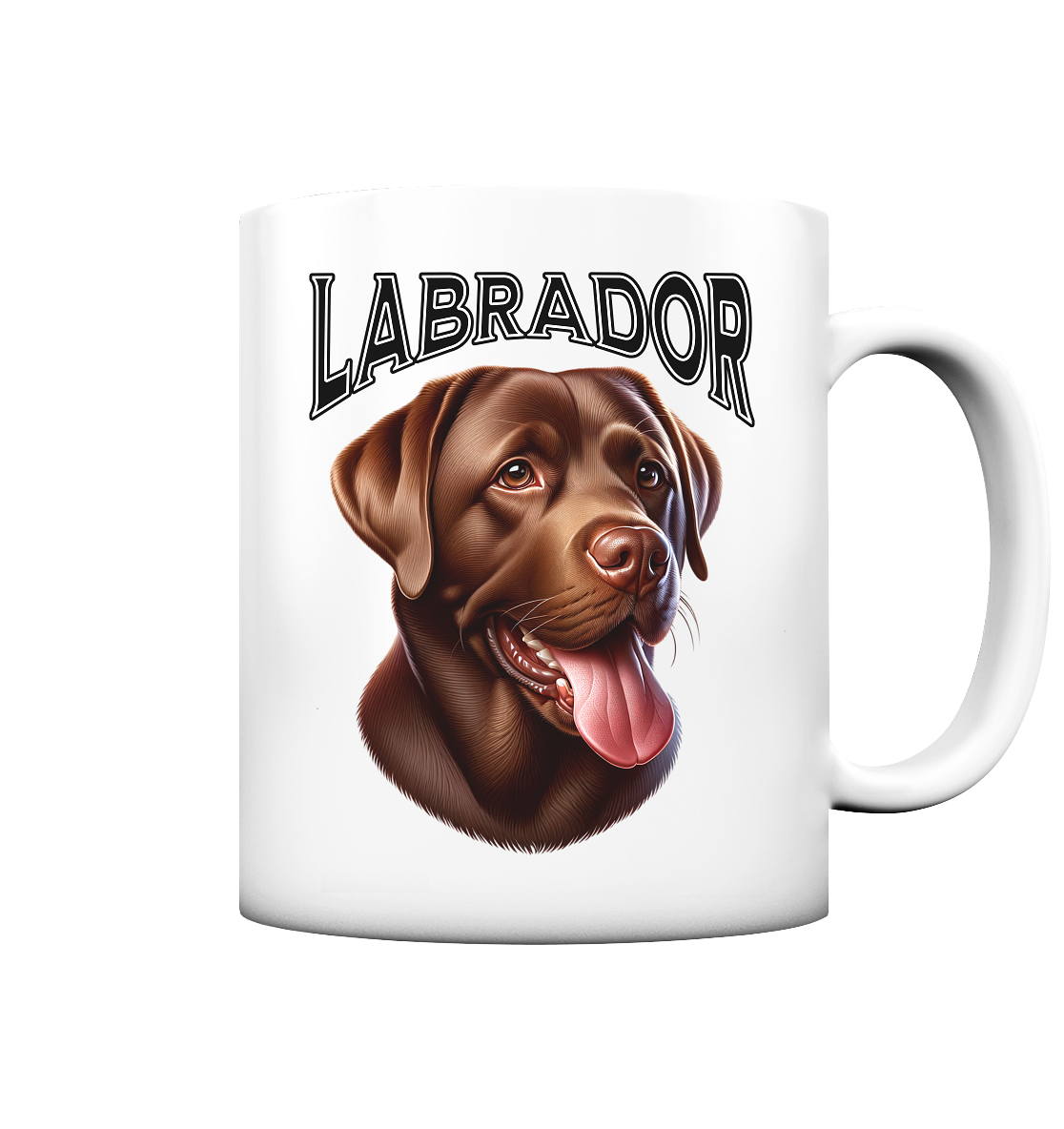 Labrador, braun, Kopf und Schriftzug - Tasse matt