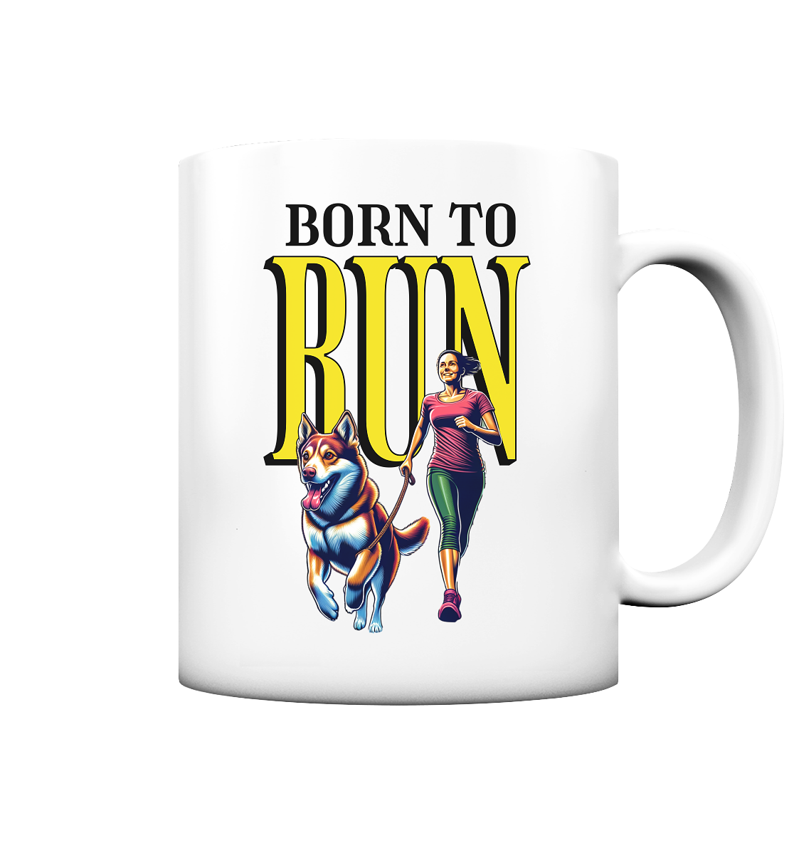 BORN TO RUN Laufen mit Hund - Tasse matt