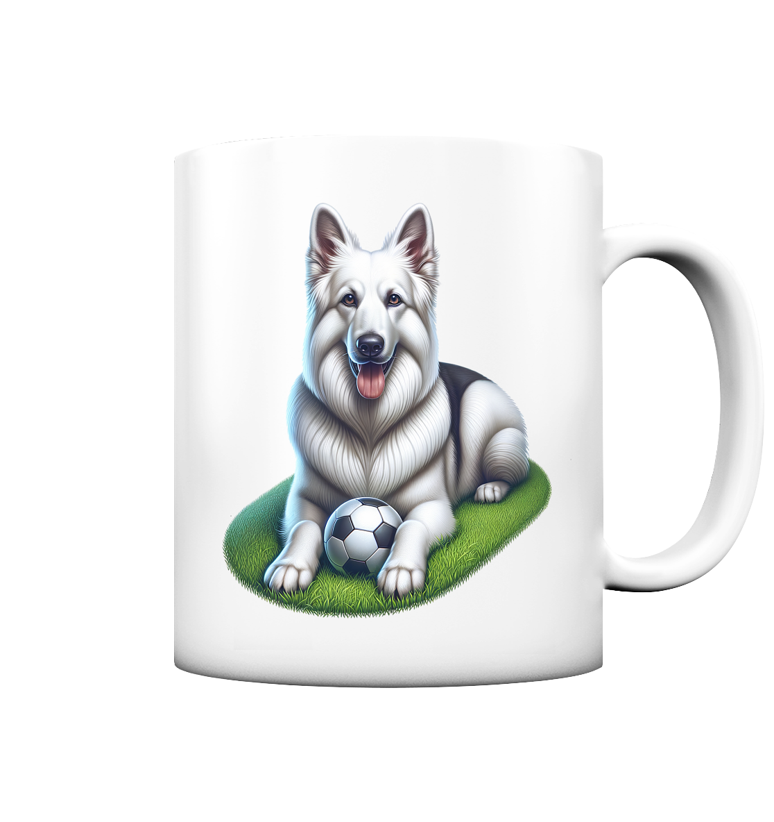 Weißer Schäferhund mit Ball - Tasse matt