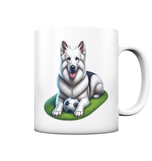 Weißer Schäferhund mit Ball - Tasse matt