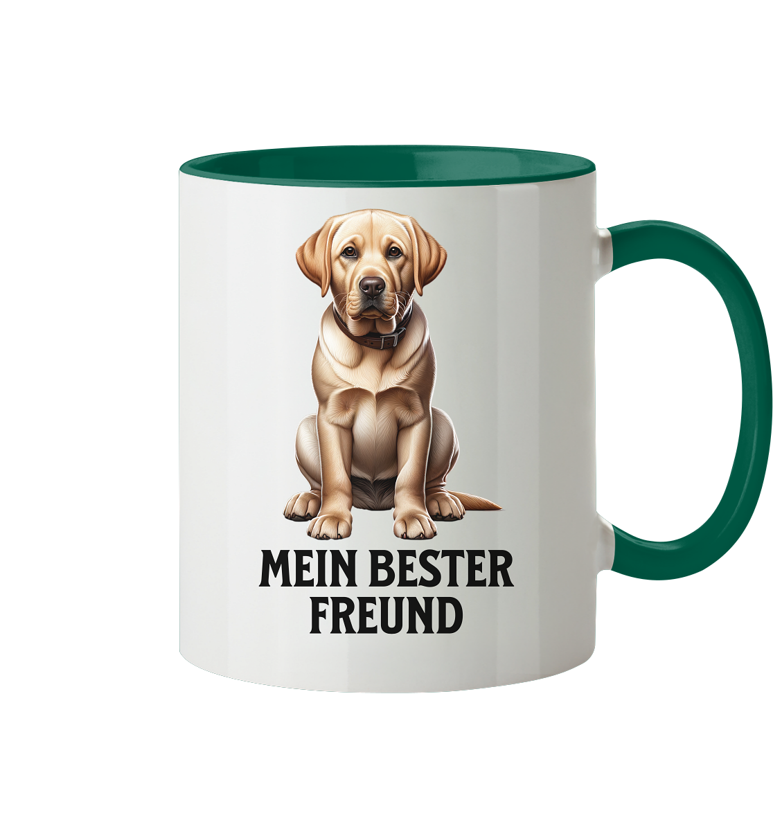 Sitzender Labrador, Mein bester Freund - Tasse zweifarbig