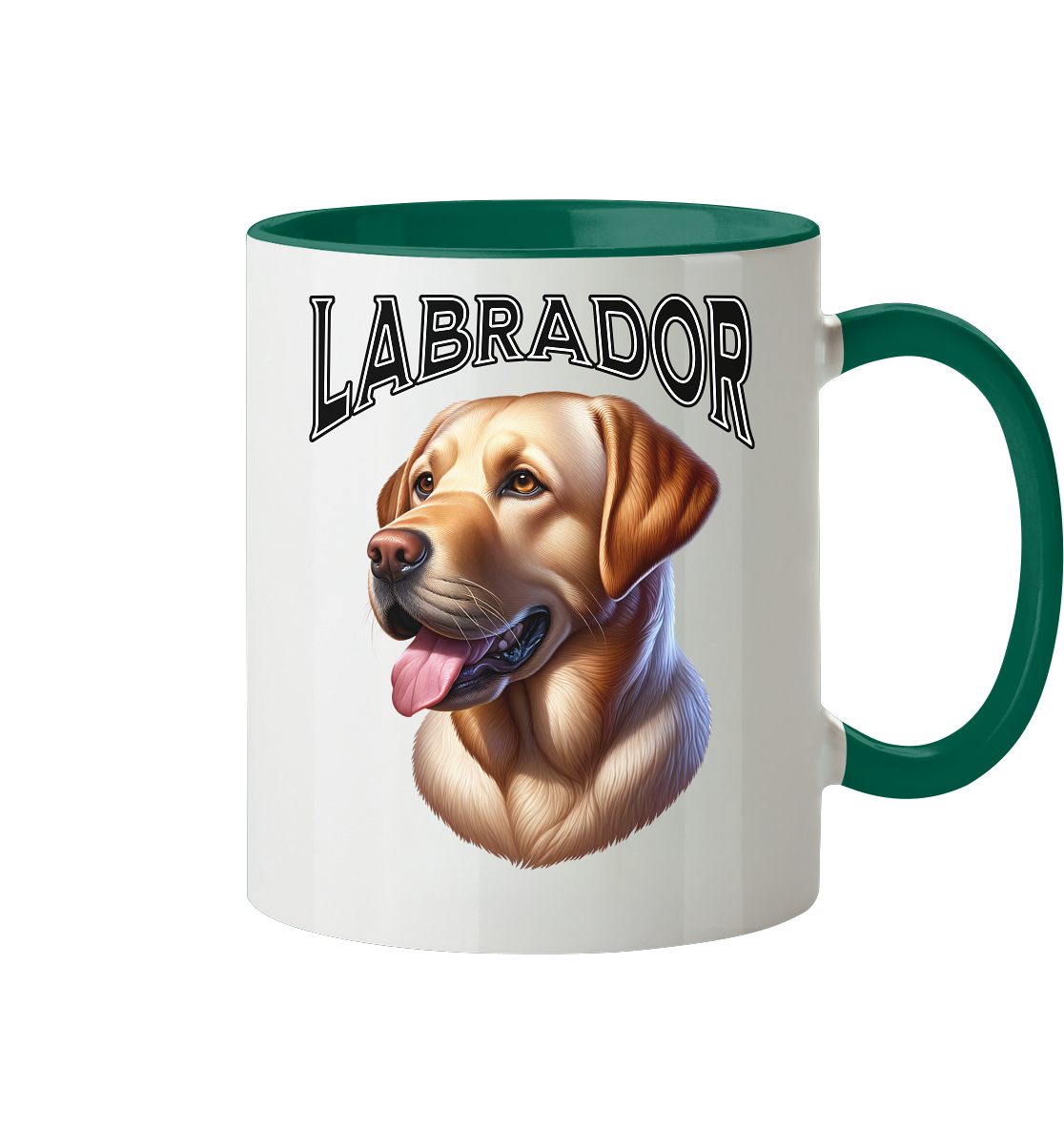 Labrador, Kopf und Schriftzug - Tasse zweifarbig