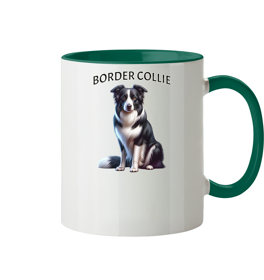 Border Collie, sitzend - Tasse zweifarbig