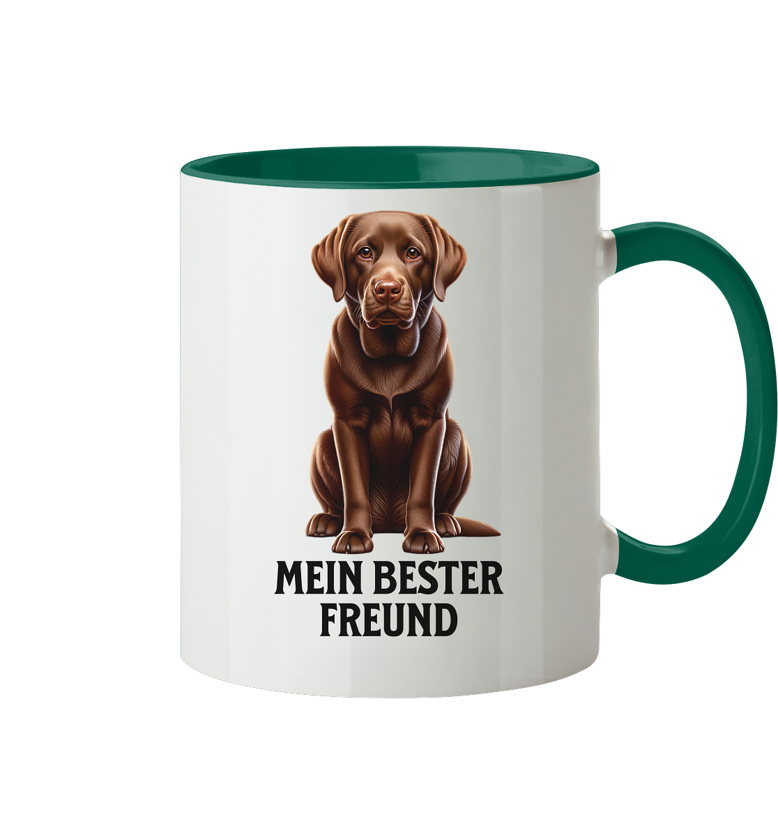 Sitzender Labrador, braun, Mein bester Freund - Tasse zweifarbig