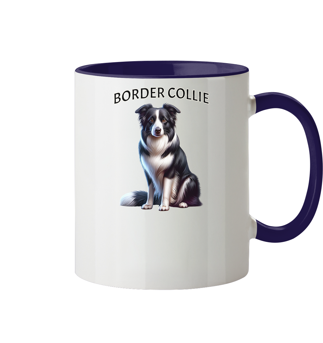 Border Collie, sitzend - Tasse zweifarbig