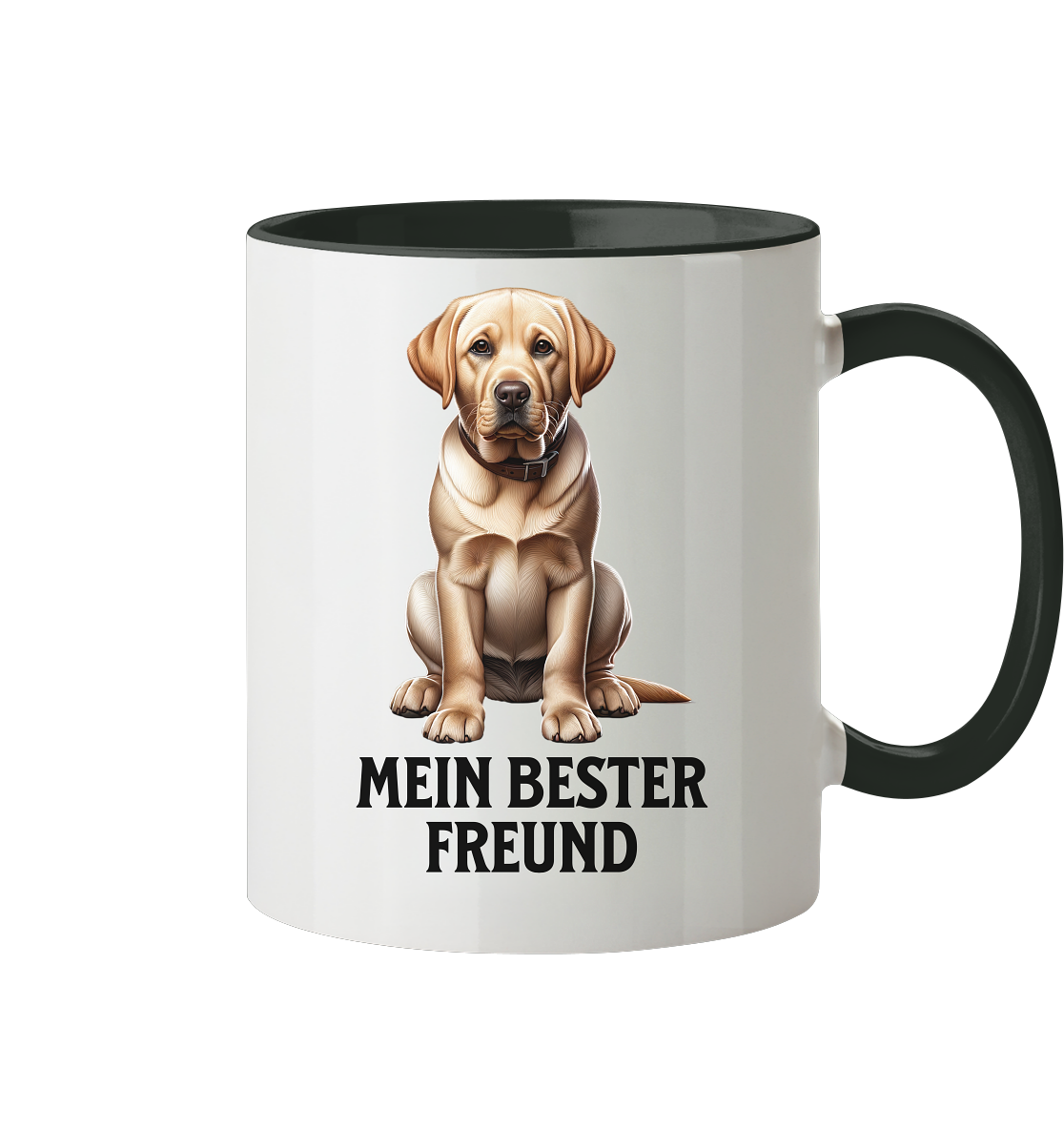 Sitzender Labrador, Mein bester Freund - Tasse zweifarbig