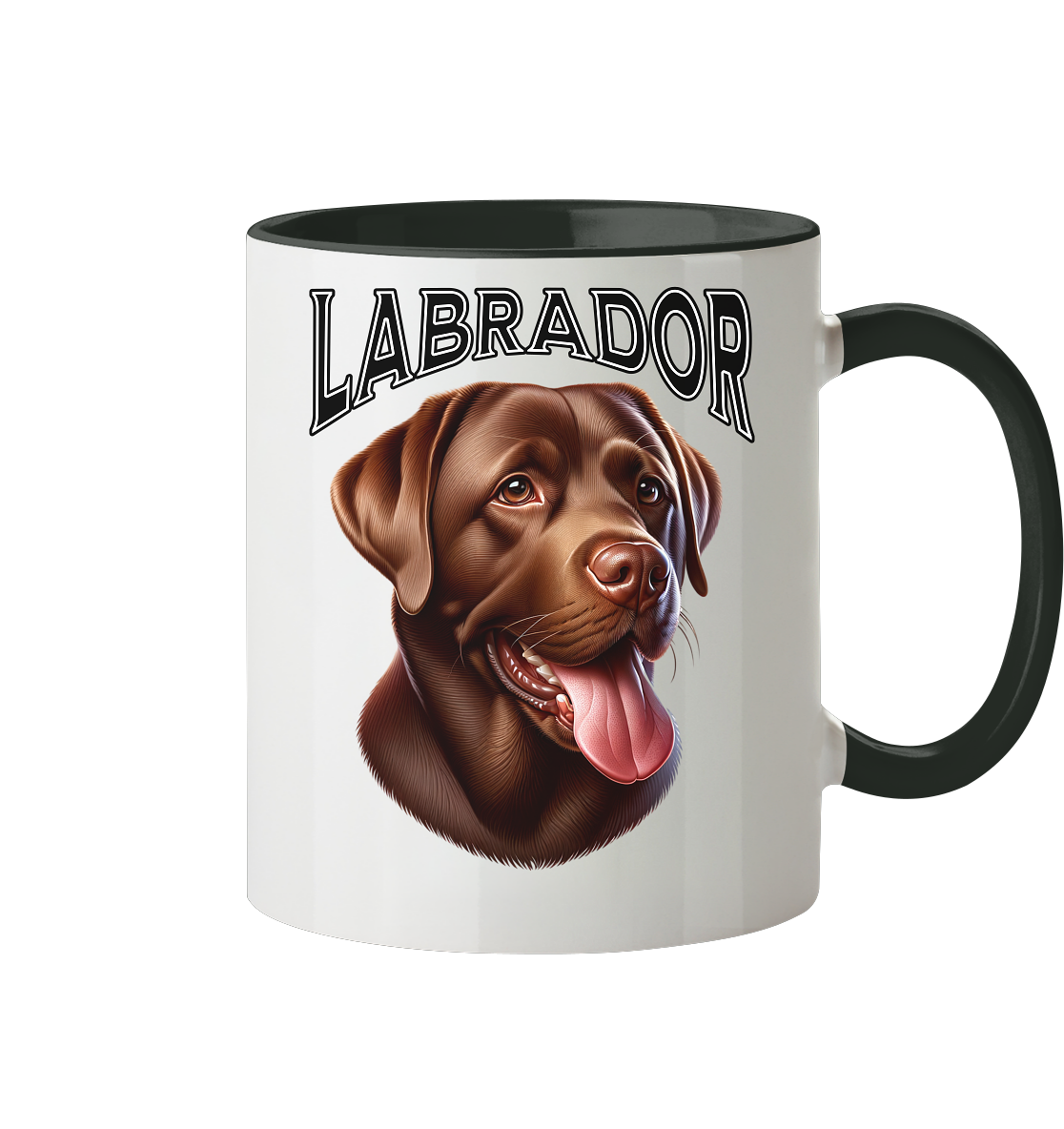 Labrador, braun, Kopf und Schriftzug - Tasse zweifarbig