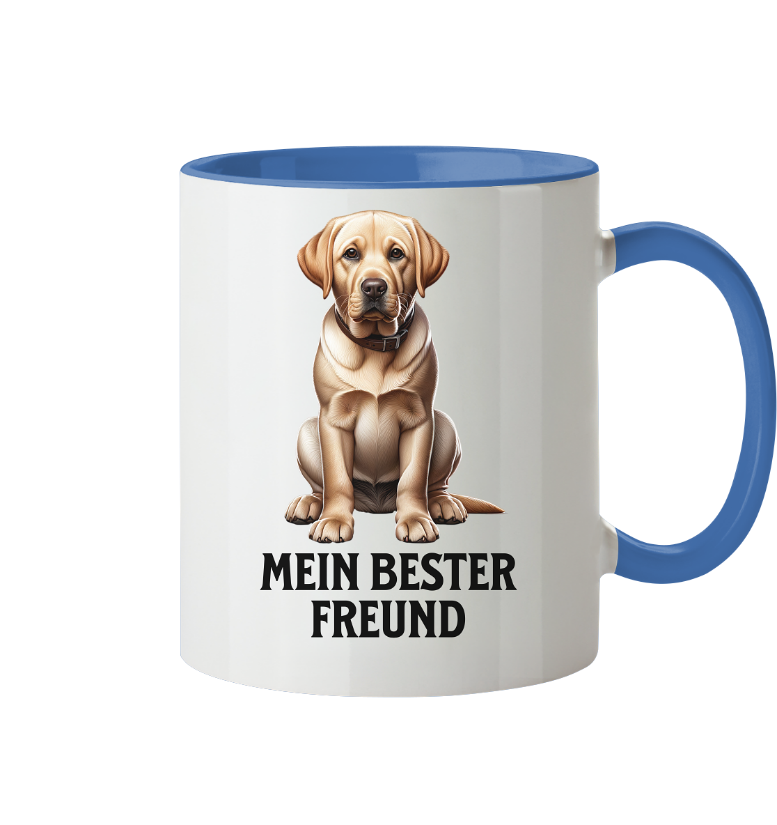 Sitzender Labrador, Mein bester Freund - Tasse zweifarbig