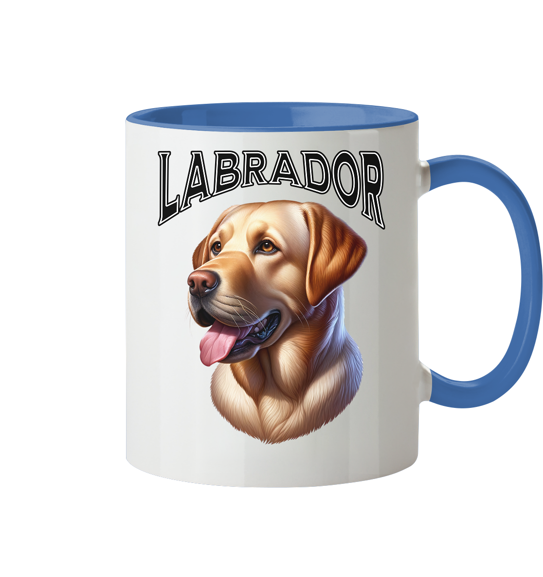 Labrador, Kopf und Schriftzug - Tasse zweifarbig