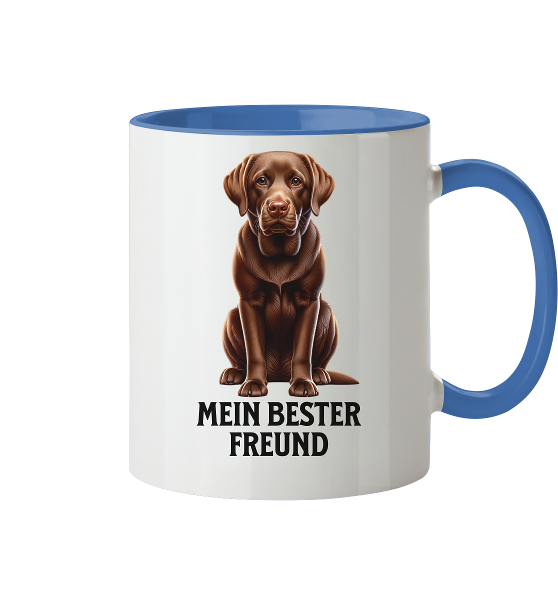 Sitzender Labrador, braun, Mein bester Freund - Tasse zweifarbig