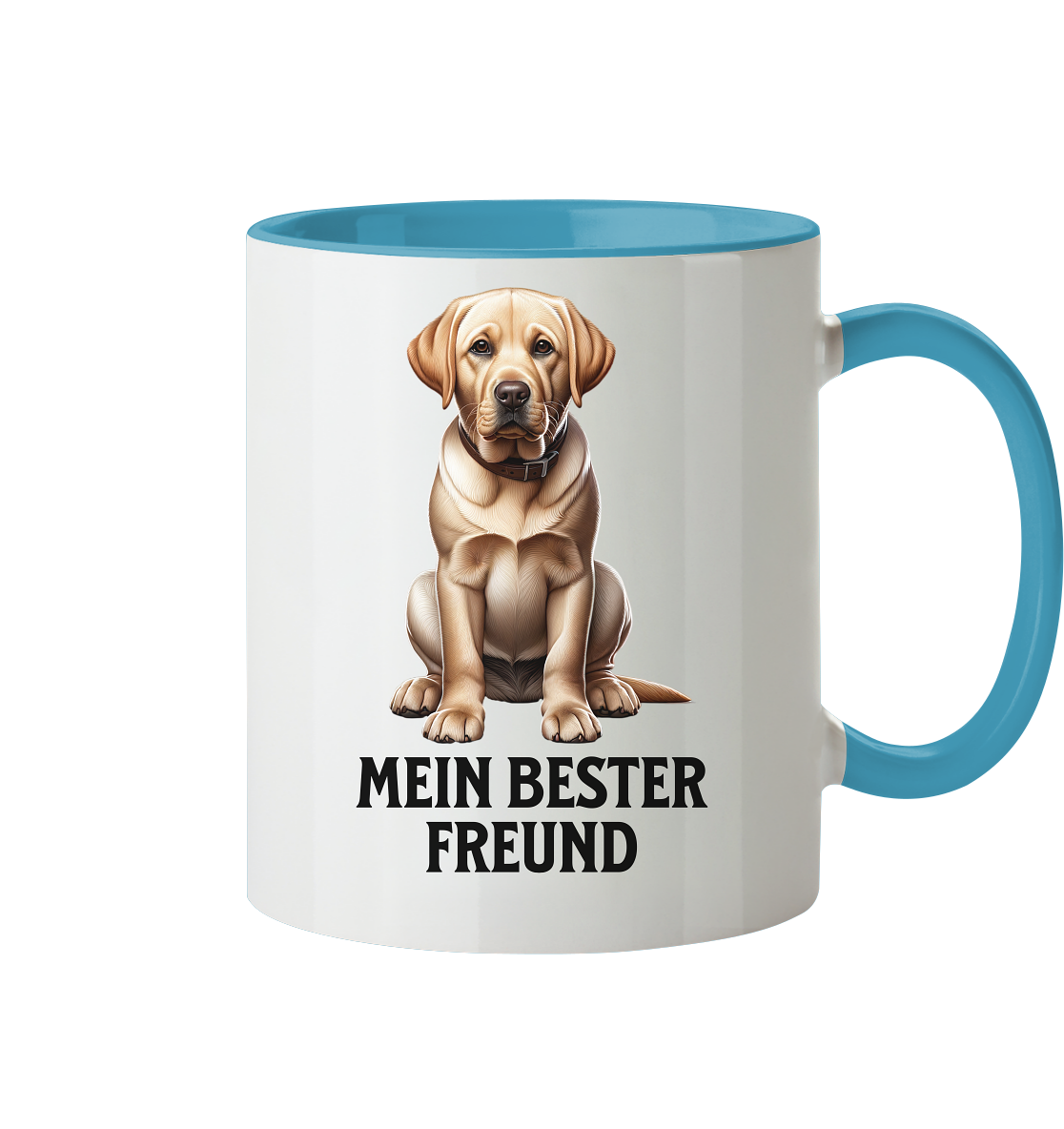 Sitzender Labrador, Mein bester Freund - Tasse zweifarbig