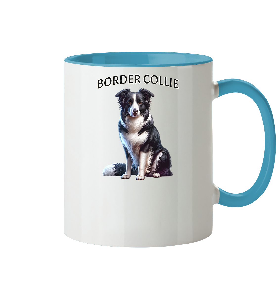 Border Collie, sitzend - Tasse zweifarbig