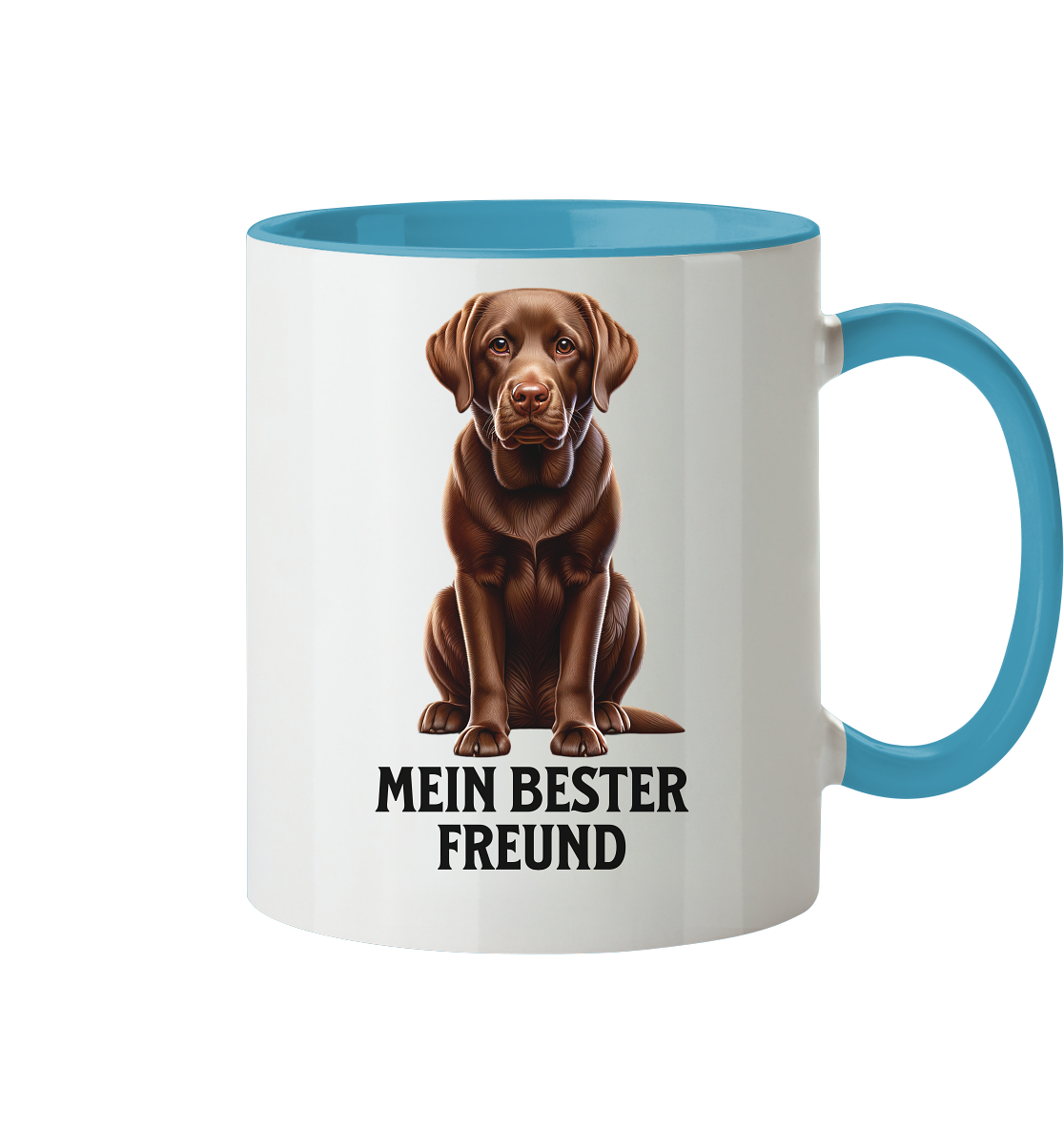 Sitzender Labrador, braun, Mein bester Freund - Tasse zweifarbig