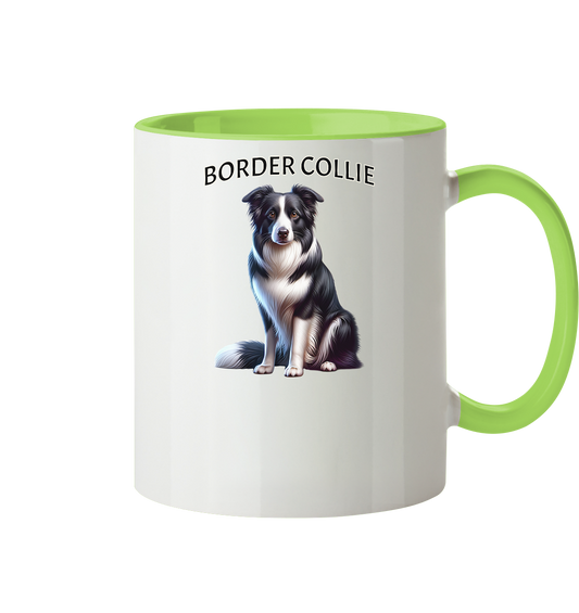 Border Collie, sitzend - Tasse zweifarbig