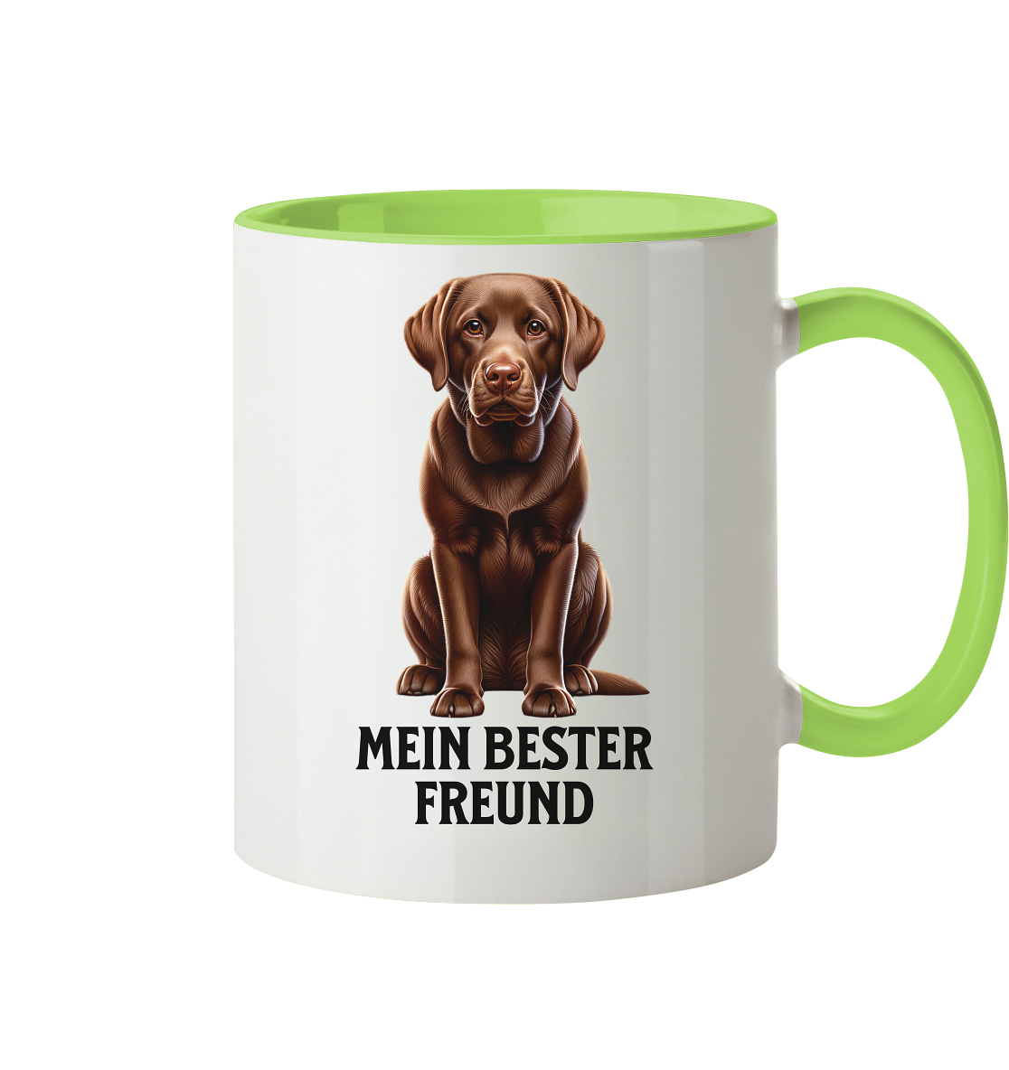 Sitzender Labrador, braun, Mein bester Freund - Tasse zweifarbig