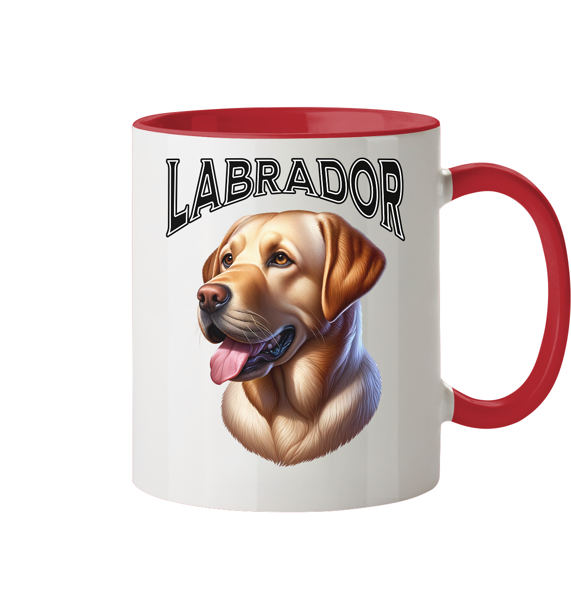 Labrador, Kopf und Schriftzug - Tasse zweifarbig