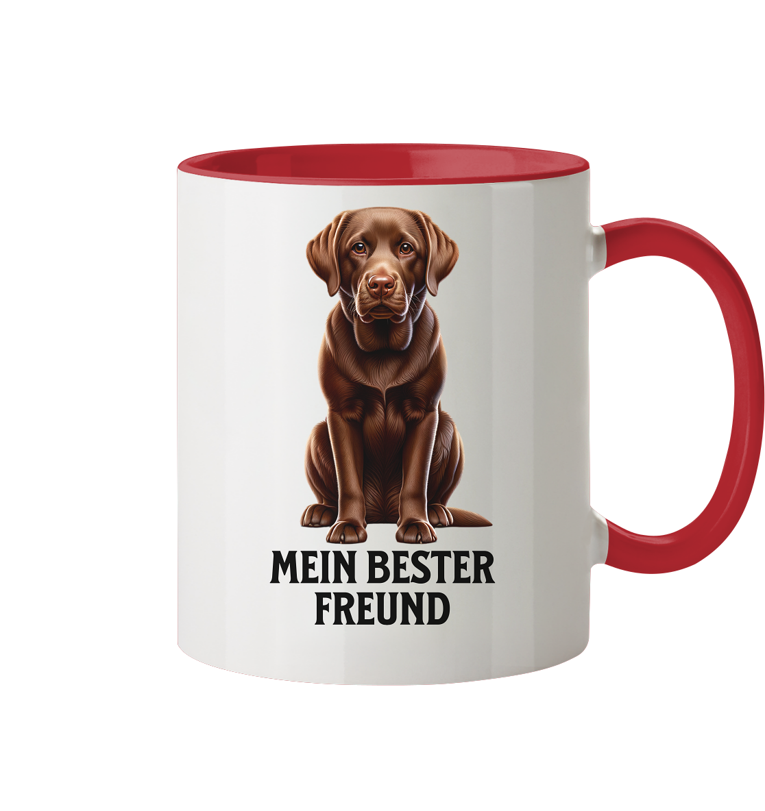 Sitzender Labrador, braun, Mein bester Freund - Tasse zweifarbig