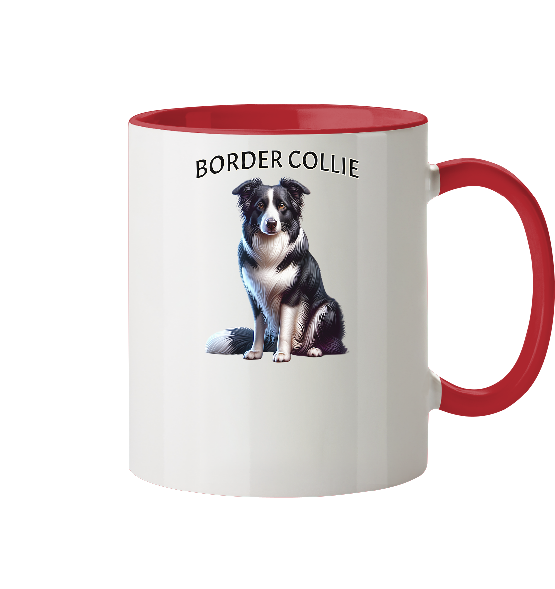 Border Collie, sitzend - Tasse zweifarbig