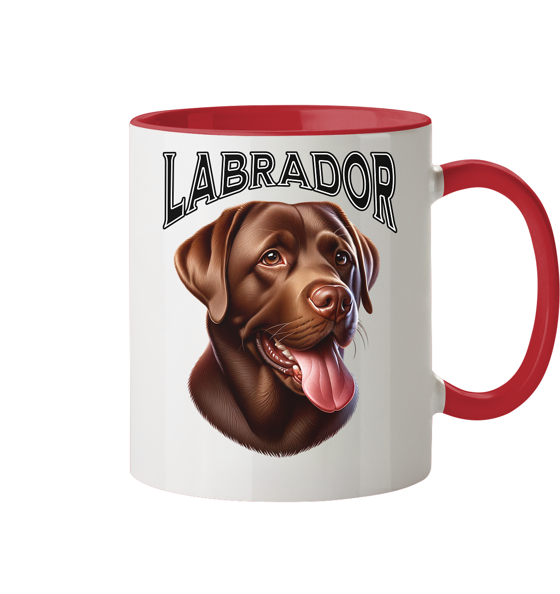 Labrador, braun, Kopf und Schriftzug - Tasse zweifarbig