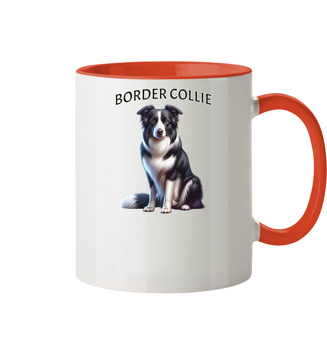 Border Collie, sitzend - Tasse zweifarbig