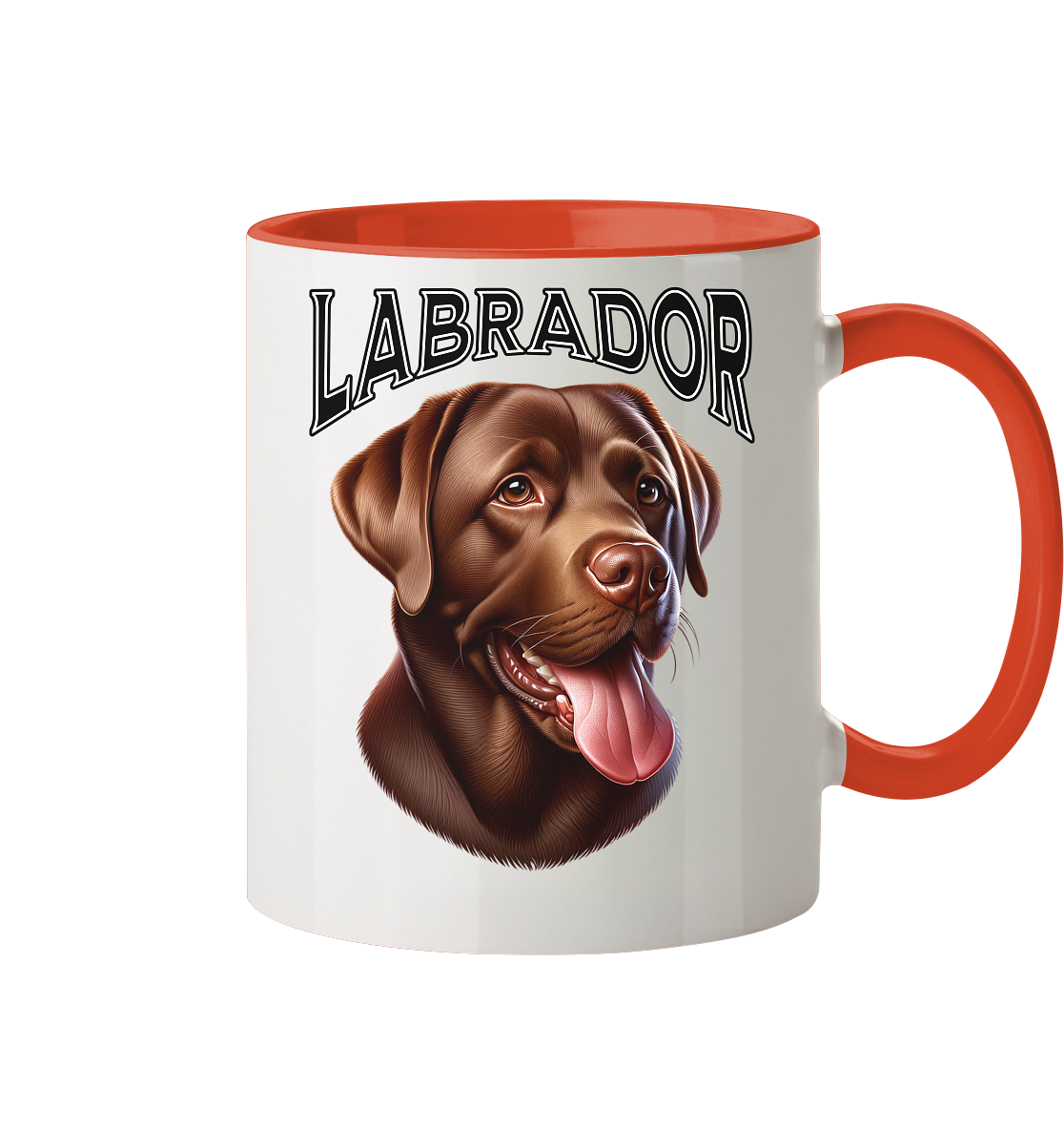 Labrador, braun, Kopf und Schriftzug - Tasse zweifarbig