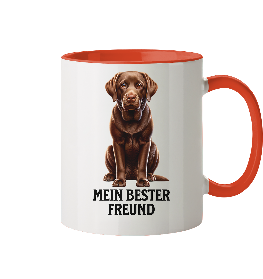 Sitzender Labrador, braun, Mein bester Freund - Tasse zweifarbig