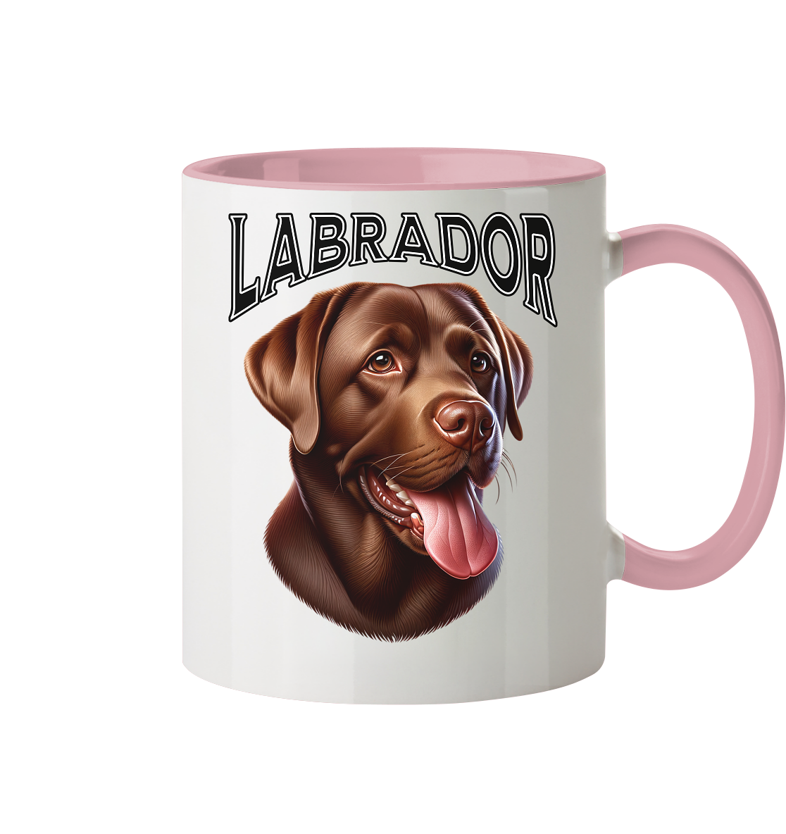 Labrador, braun, Kopf und Schriftzug - Tasse zweifarbig