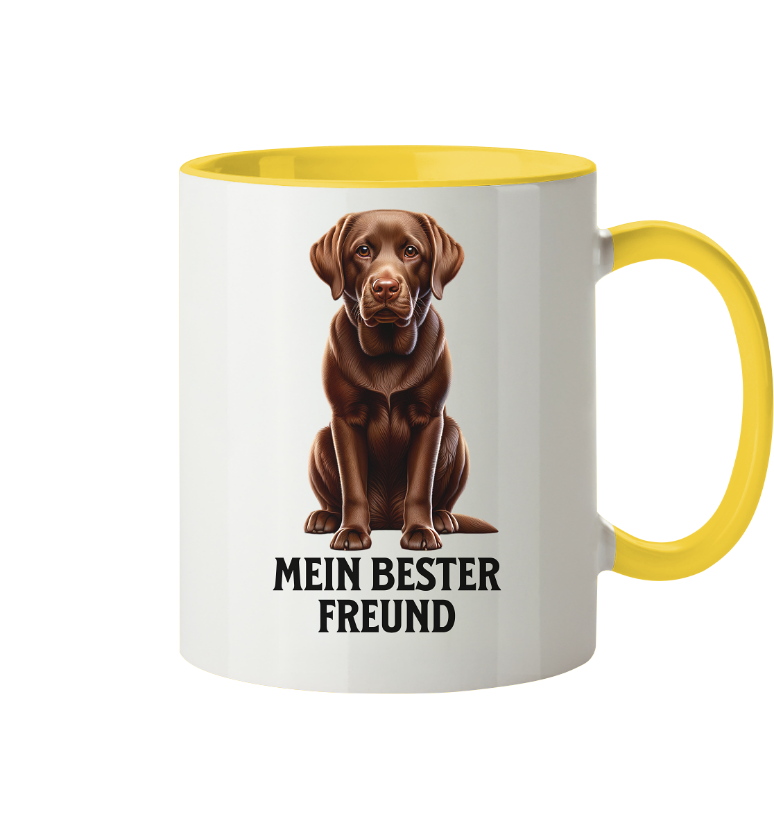 Sitzender Labrador, braun, Mein bester Freund - Tasse zweifarbig