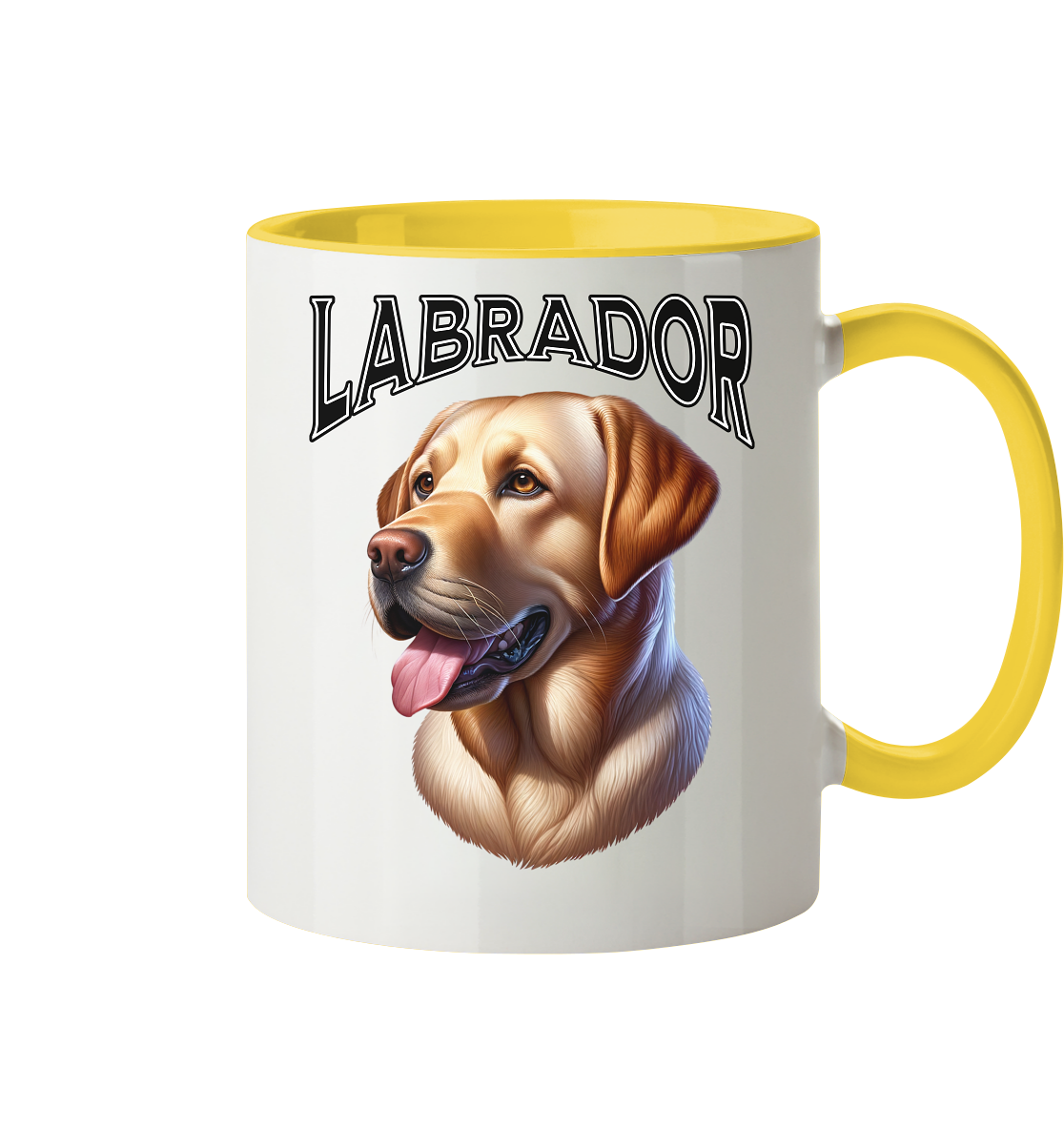 Labrador, Kopf und Schriftzug - Tasse zweifarbig